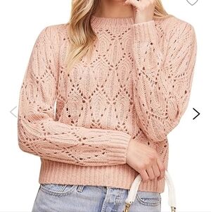 Astr the Label Dee Dee Crochet Knit Sweater Dusty Rose Pink Size Small